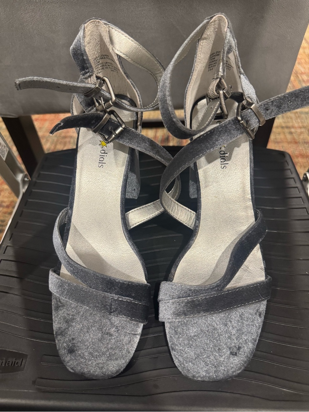 Seven Dials Silver-Gray Velvet Strappy Sandals